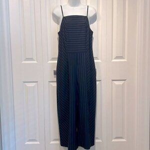 Banana Republic‎ Navy with White Pinstripes Wide Leg Ankle Length Jumpsuit Sz 8P